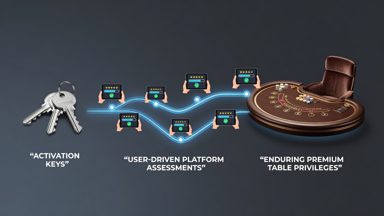 Illustration der Fortschrittswege von Aktivierungscodes zu Premium-Privilegien in mobilen Casinos