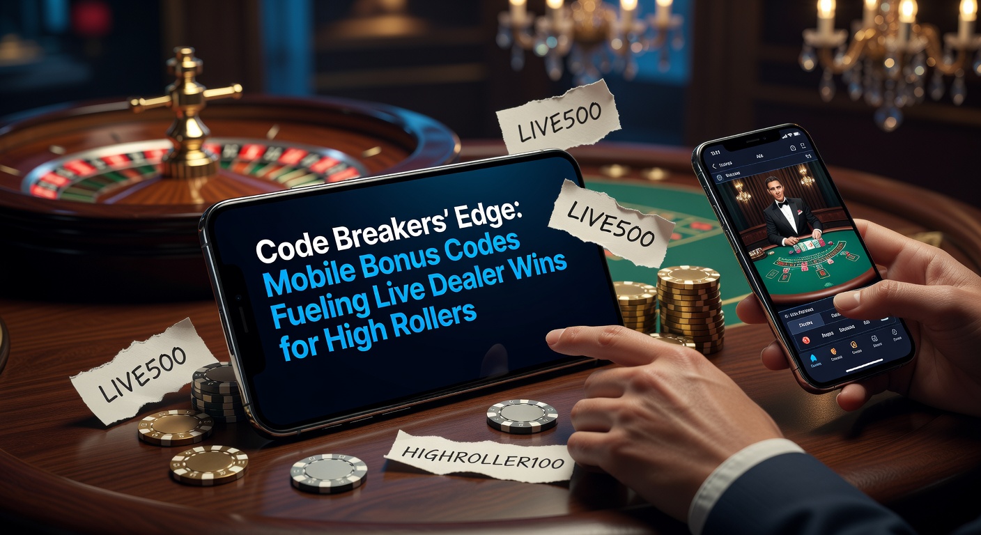 High Roller am Smartphone tippt Bonus-Code ein, während Live-Dealer-Karten austeilt