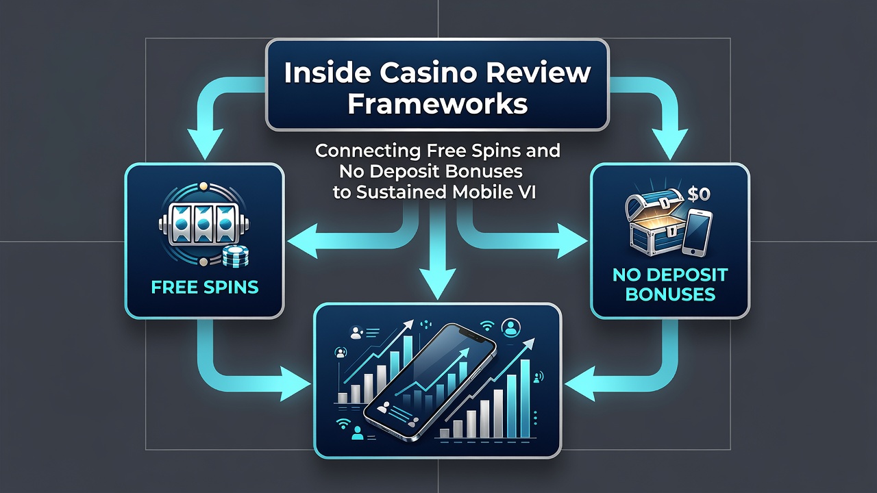 Illustration zu mobilen VIP-Übergängen und Bonusverknüpfungen in Casino-Reviews